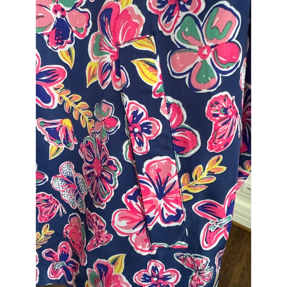 NWOT Simply Southern Floral Butterfly Print Zip Rain Jacket Windbreaker Large - Picture 4 of 7